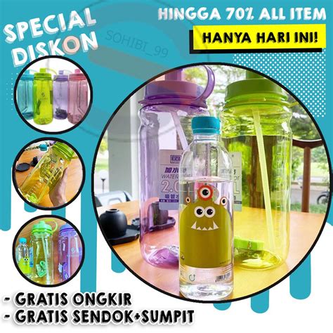 Jual Botol Minum JUMBO 2 LITER Tempat Air Minum Botol Air JUMBO 2000 Ml