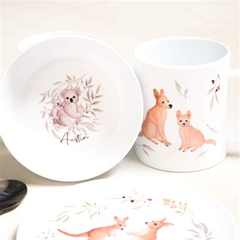 Personalised Kids Dinner Set Australian Animals