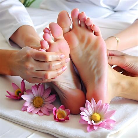 Foot Reflexology Massage Closeup Premium Ai Generated Image