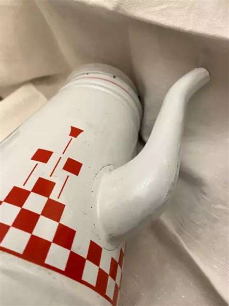 ANCIENNE CAFETIÈRE ÉMAILLÉE blanche carreaux rouges EUR 20 00 PicClick FR