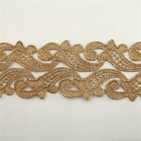 Gold Metallic Floral Flower Lace Trim By The Yard Bridal Wedding Lace