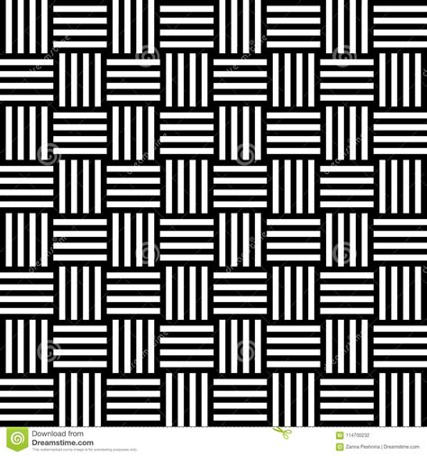 Seamless Pattern With Black White Straight Striped Lines Stock Vector