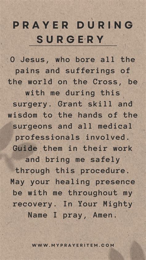 Prayer For Successful Surgery For Loved One Prayer For Surgery And Healing Thoughts And Pr In