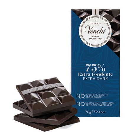 Tablette chocolat extra noir 75 Venchi Sans sucre ajoutés Venchi