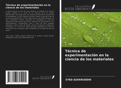 T Cnica De Experimentaci N En La Ciencia De Los Materiales Von Syed