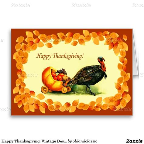 Happy Thanksgiving Vintage Design Greeting Cards Vintage