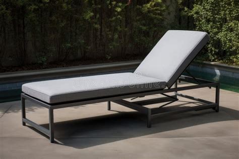 Modern Outdoor Chaise Lounge With Metal Frame Cushioned Seating And