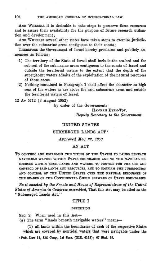 Submerged Lands Act1 American Journal Of International Law