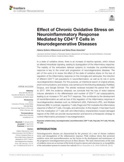 Pdf Effect Of Chronic Oxidative Stress On Neuroinflammatory Response