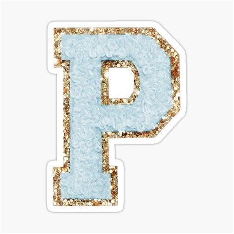 Elegant Light Blue Varsity Letter P Sticker