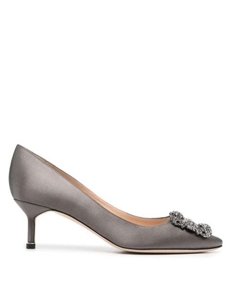 Manolo Blahnik Hangisi Satin Pumps In Gray Lyst