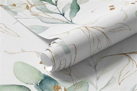 Papier Peint Feuilles Vertes Dans Un Style Aquarelle Nr U