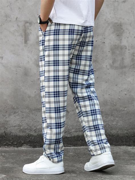 Manfinity Sporsity Men Plaid Drawstring Waist Pants Shein Usa