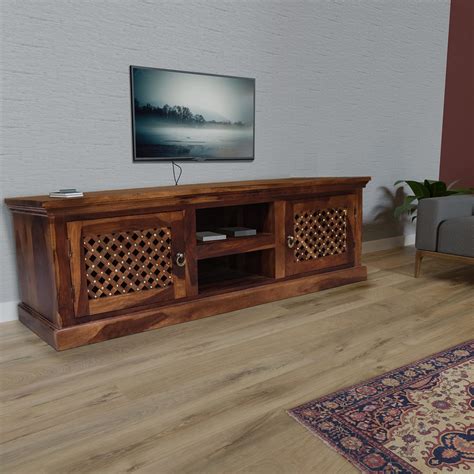 Buy Resin Woodmart Pure Sheesham Wooden Entertainment Tv Unit for Living Room | Television Stand ...