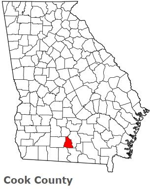 Cook County on the map of Georgia 2024. Cities, roads, borders and ...