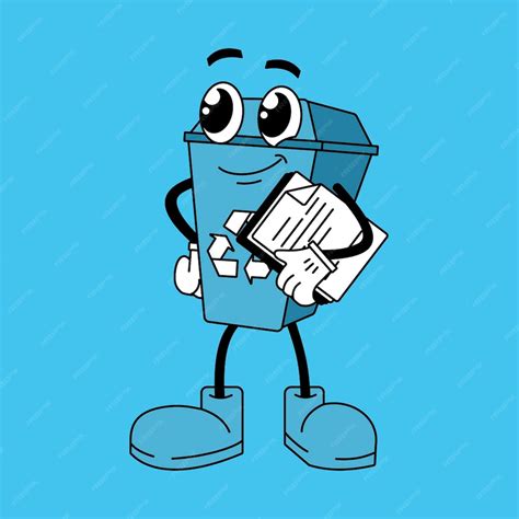 Premium Vector Blue Recycling Bin Cartoon Character For Environmental Movement