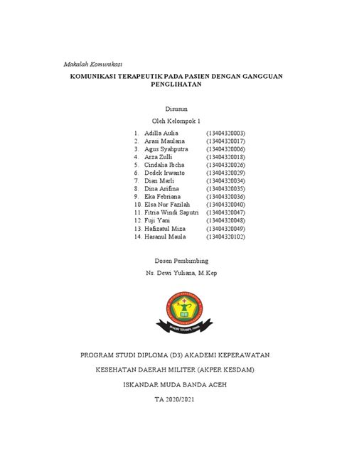 Komunikasi Terapeutik Pada Pasien Dengan Gangguan Penglihatan Pdf