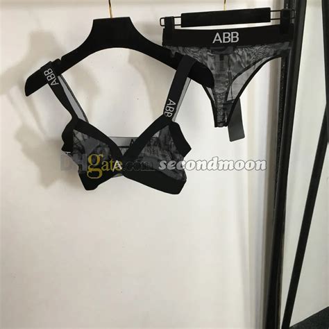Transparent Mesh Bikini Bra And Panty With Letter Webbing Quick Drying