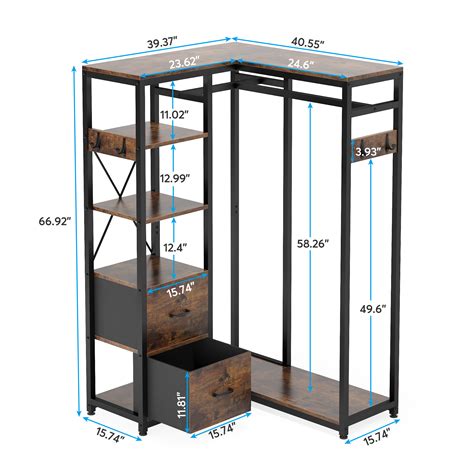 Tribesigns L Shaped Wardbrobe Garment Rack Corner Closet Organizer