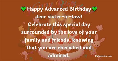 Happy Advanced Birthday Dear Sister In Law Celebrate This Special Day