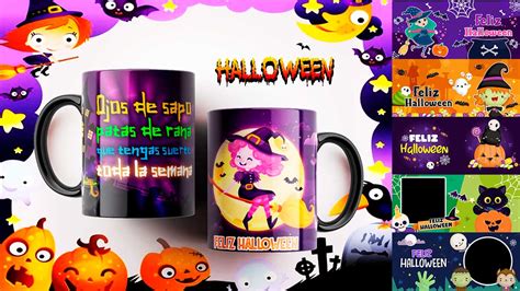 6 Plantillas Editables Feliz Halloween Para Sublimar En Taza