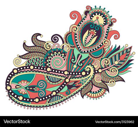 Original Hand Draw Line Art Ornate Flower Design Vector Image