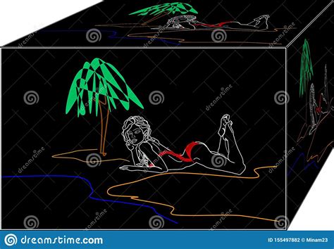 Mujer Sola Con El Bikini En La Playa Stock De Ilustraci N Ilustraci N