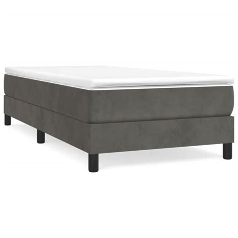 ESTINK Lit à sommier tapissier avec matelas Gris foncé 100x200 cm