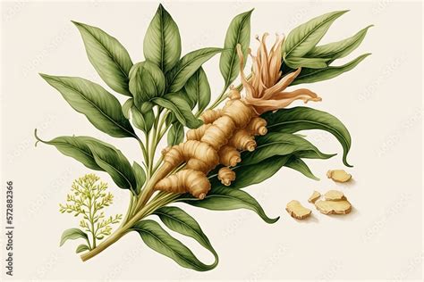 Ginger Zingiber Officinale Zingiber Officinale Botanical Drawing