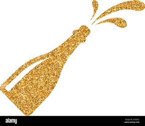 Wine Glass Icon In Gold Glitter Texture Sparkle Luxury Style Vector