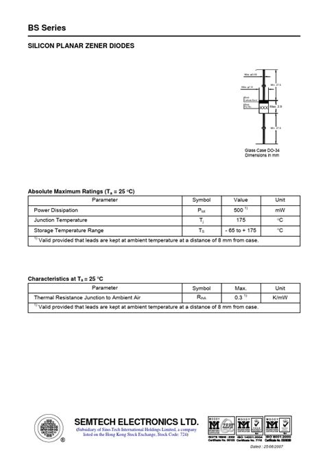 13BS Datasheet PDF SILICON PLANAR ZENER DIODES