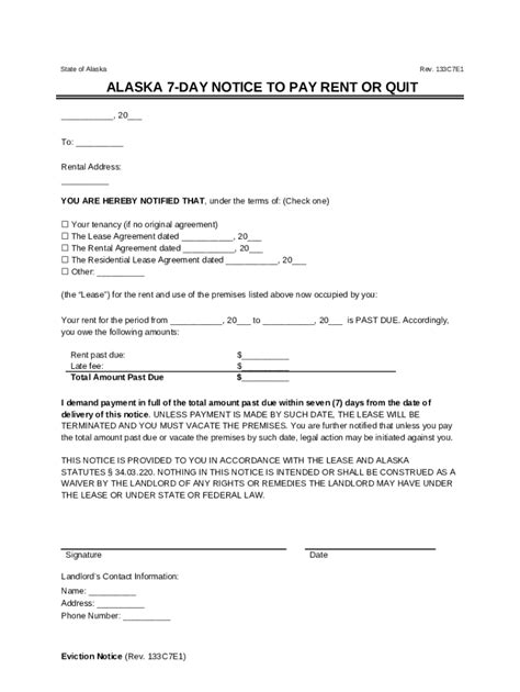 Alaska Day Notice To Pay Or Quit Civ Es Doc Template Pdffiller