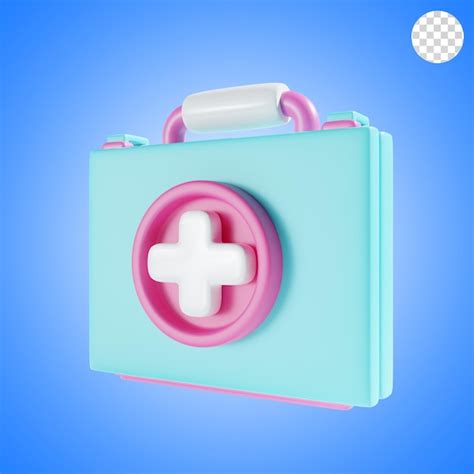 Premium Psd First Aid Kit 3d Illustration Pink Blue Theme