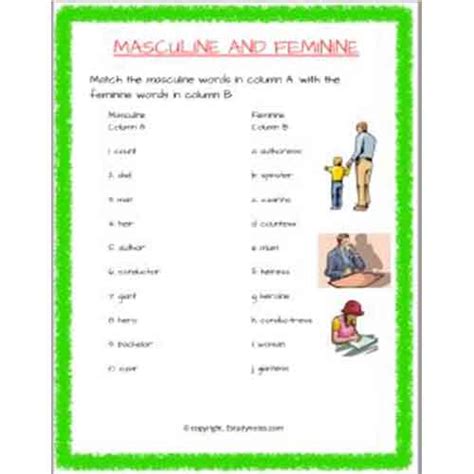 Gender Of Nouns Worksheet Gender Nouns Worksheet Elisabeth Calderon