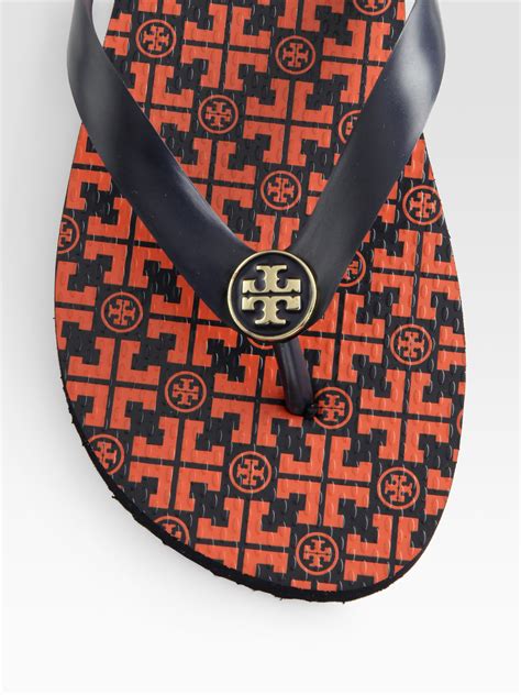 Tory Burch Enamel Flip Flops In Orange Lyst