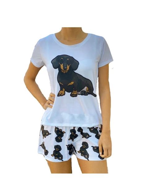 Dog Dachshund Wiener Pajama Set With Shorts For Women Etsy