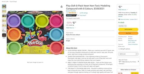 Play Doh 8 Pack Neon Non Toxic Modeling Compound With 8 Colours £6 99 At Amazon