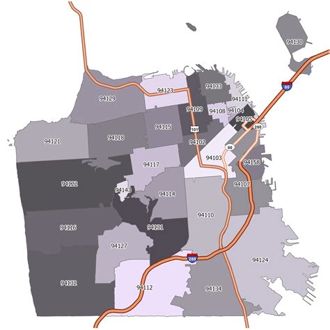 San Francisco Zip Code Map GIS Geography