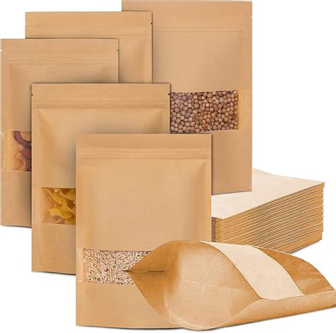 75 Pcs Food Grade Resealable Kraft Bags With Window Nepal Ubuy