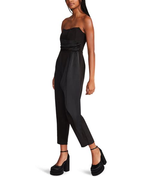 Harlen Black Strapless Jumpsuit Women S Designer Jumpsuits Steve Madden Canada