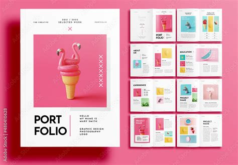 Pink Portfolio Layout Stock Template Adobe Stock