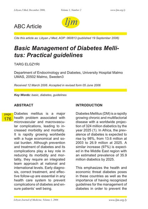 Pdf Basic Management Of Diabetes Mellitus Practical Guidelines