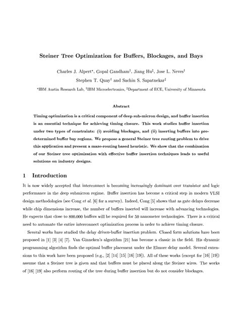 PDF Steiner Tree Optimization For Buffers Blockages And Bays