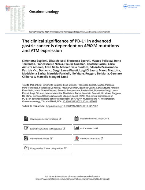 Pdf The Clinical Significance Of Pd L In Advanced Gastric Cancer Is