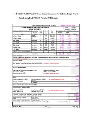 Fillable Online Sam Research Sc Sample Completed Phs Form For Nih