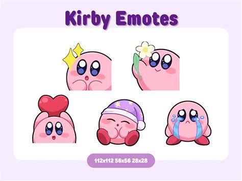 Cute Pack Of 5 Kirby Emotes Emotes For Twitch Youtube Discord Etc Etsy