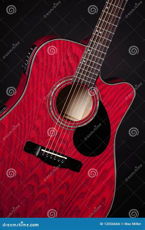 Guitar Red Acoustic Isolated on Black Stock Photo - Image of electric ...