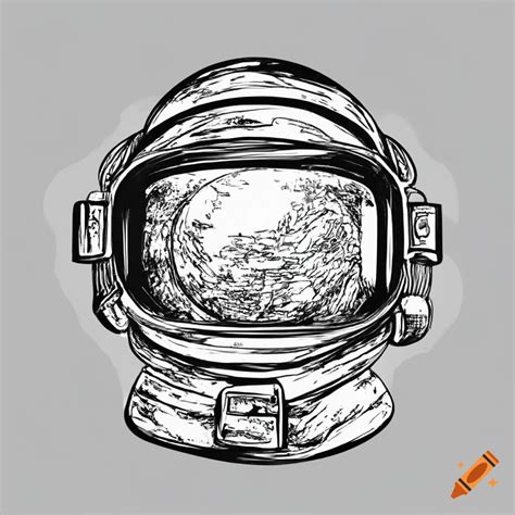 Astronaut Helmet Reflection Drawing