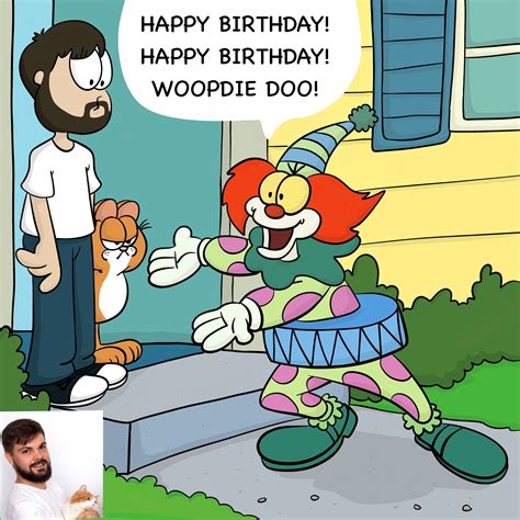 Garfield Binky The Clown Custom Happy Birthday Portrait Etsy