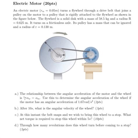 Solved An Electric Motor R M 0 05m Turns A Flywheel Chegg